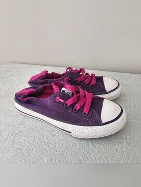CONVERSE All Star Little Girls Purple & Pink Elastic Back Pull On Sneakers